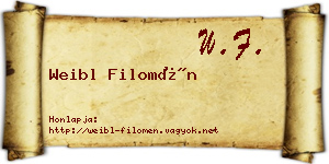 Weibl Filomén névjegykártya